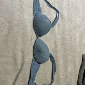 Elegant Blue Glitter Bra